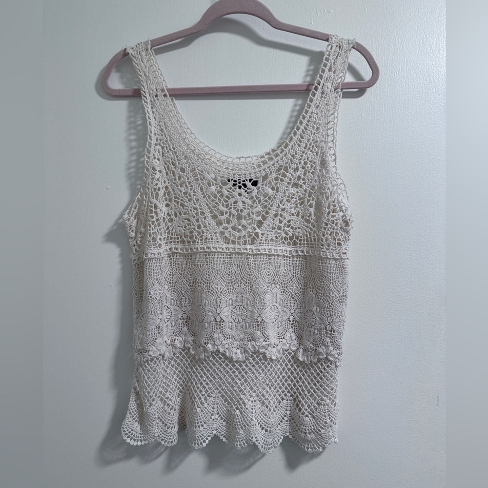 American Eagle Outfitters Cotton Lace Tank Top